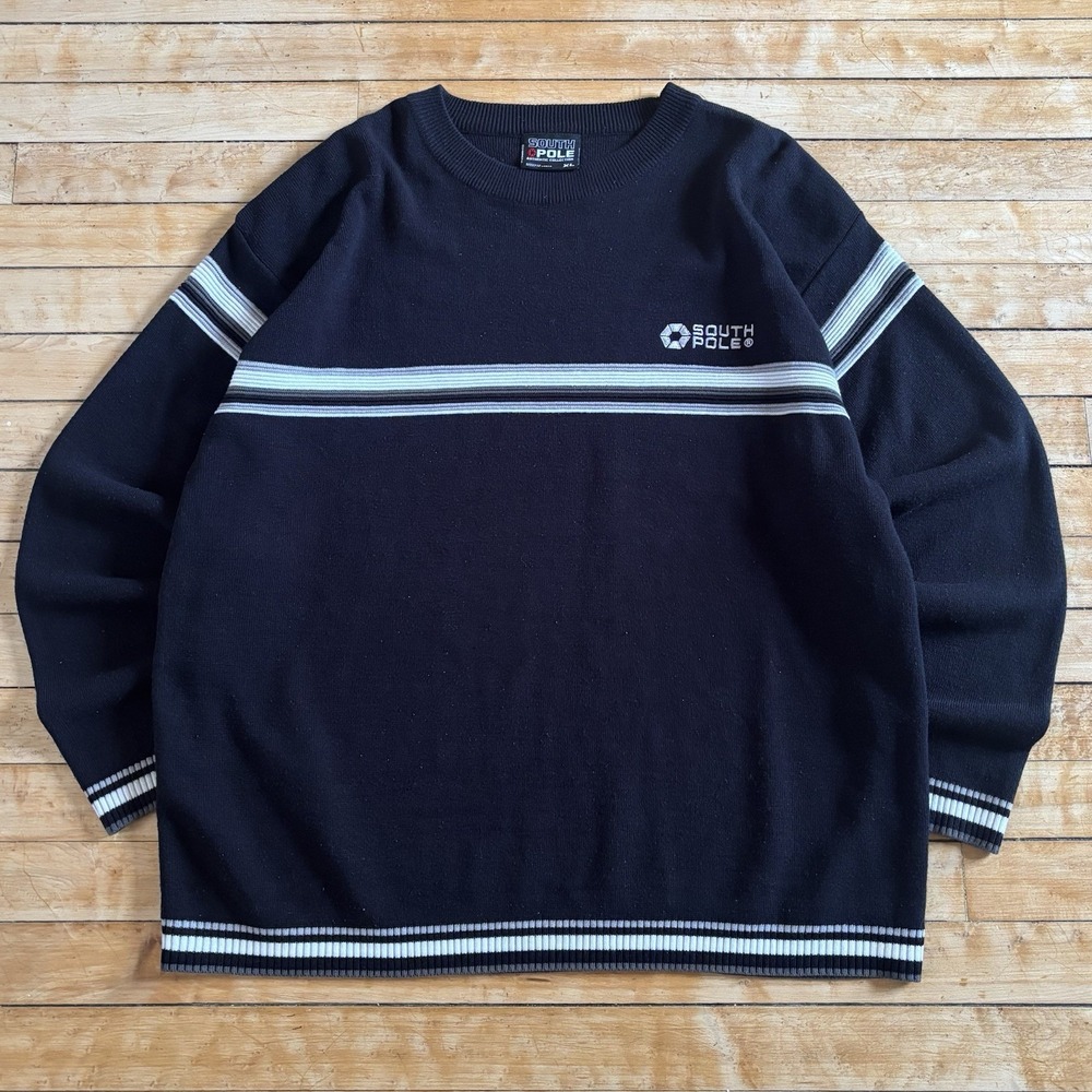 VTG 90s Southpole Striped Sweater Hip Hop y2k Skater Preppy Size XL Streetwear